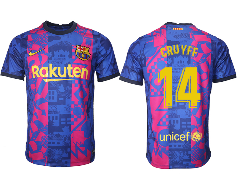 Men 2021-2022 Club Barcelona blue training suit aaa version #14 Soccer Jersey